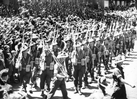17th Brigade marching through Melbourne, c. 1943