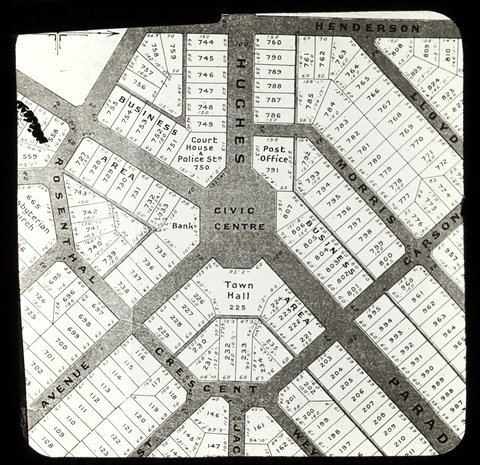 [Diagrammatic map of Reservoir streets and alloments around civic centre, Victoria], 1940s