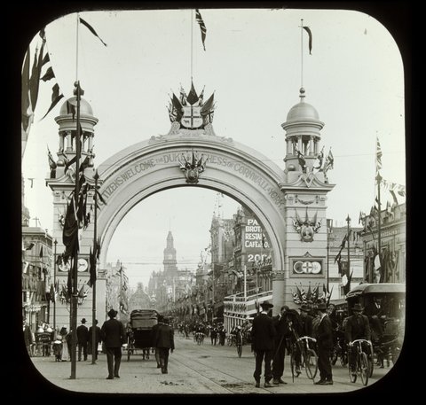 Citizen's Arch, Bourke Street Melbourne, part of the Commonwealth Celebrations, 1901