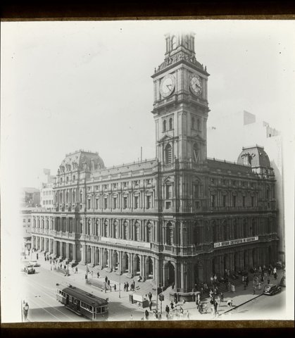 G.P.O. Melbourne, from the corner of Bourke and Elizabeth Streets, 1910–30