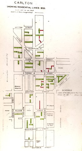 Carlton, showing residential lanes, 1935, c. 1935