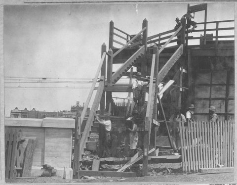 South Kensington to West Footscray - bridge under passenger approach to Footscray station and bridge under Bendigo line, 1927–28