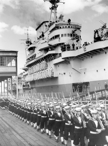 Visit of British aircraft carrier H.M.S. Implacable to Melbourne, 1946