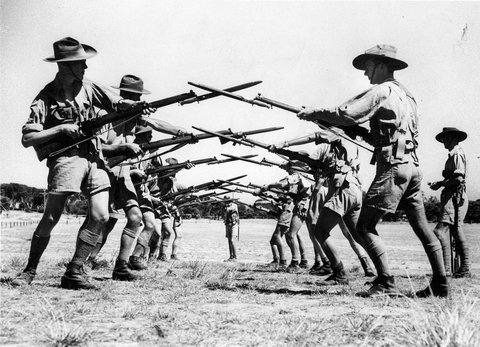 Men of the Melbourne University Rifles in training, 1938–44