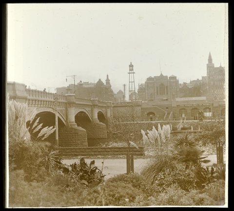 Princes Bridge looking towards Flinders St. Station, 1875–1938