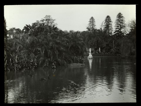 Botanical Gardens, Melb. [statue and lake], 1900–25