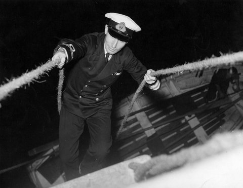 Sequence of events with the Port Phillip Examination Service as they check ships coming into Port Phillip Bay, c. 1940