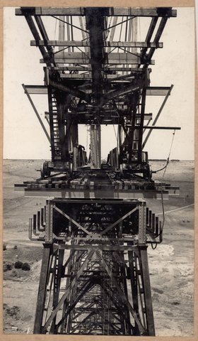 Albion to Broadmeadows - Maribyrnong River viaduct. Erecting steelwork, 1928