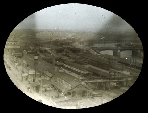 Aerial view of Flinders Street Station, 1920–35