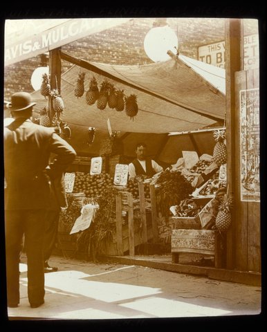 Fruit stalls, Flinders St. Melbourne, 1875–1938