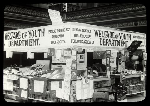 Welfare of Youth Department stall at the Bazaar, Melbourne Town Hall, 1915–24
