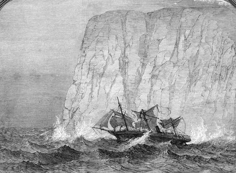 THE SCREW STEAMSHIP ROYAL STANDARD IN COLLISION WITH AN ICEBERG ON THE HOME VOYAGE FROM MELBOURNE, c. 1864