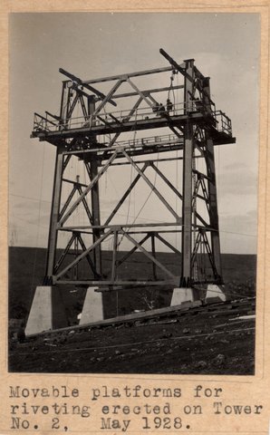 Albion to Broadmeadows - Maribyrnong River viaduct. Erecting steelwork, 1928