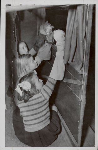 Flemington Training School class enjoy puppet show, 1948