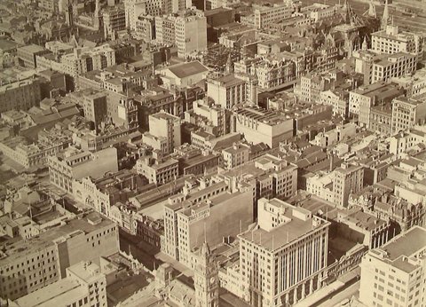 Bourke Street looking south, showing the London Stores, Coles and Myer, 1927–28