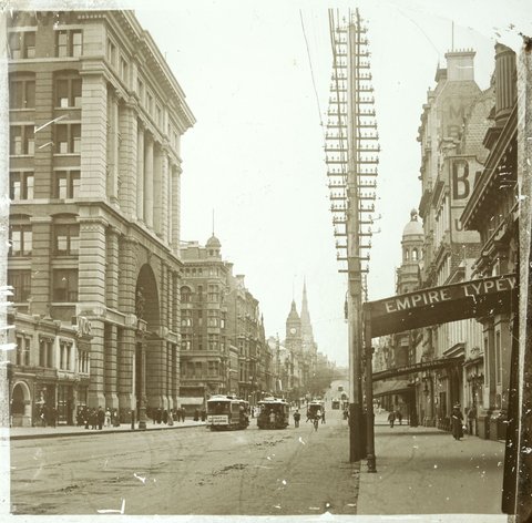 Collins Street looking east, showing the Equitable Life Building, 1880–1938