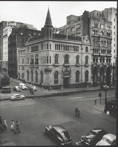 E.S.& A. Bank, corner Collins and Queen Streets, Melbourne, exteriors, 1952