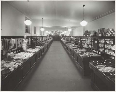 Interior of Coles store including display for mats for 4/6 Richmond Store No. 19, 1947