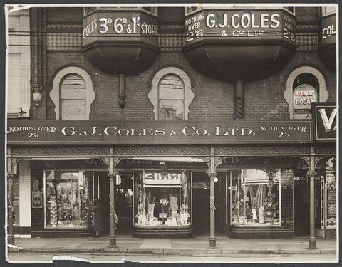 View across street towards facade of Malvern Coles Variety Store No. 8, 1927