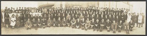 Bourke Street Coles staff of about 150 men and women possibly taken on opening day March 1930 Store No. 12, 1930–32
