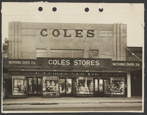 Facade Coles Variety Store "Nothing over 2'6" Burwood Store No. 56, 1930–40