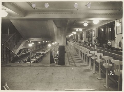 Interior snack bar and stairs Bourke Street Store No. 12, 1930