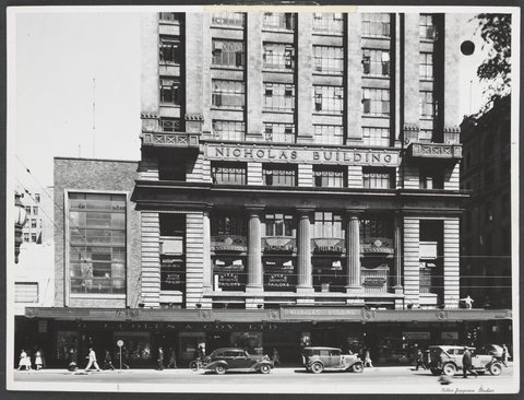 View across street towards the Nicholas Building housing Coles Variety Store Swanston Street Melbourne Store No. 6, 1930