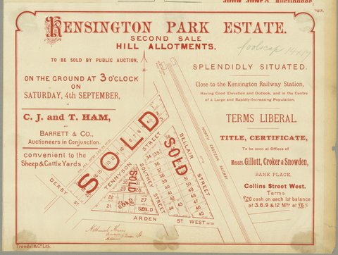 Kensington Park Estate. Second Sale Hill Allotments, 1880–1900