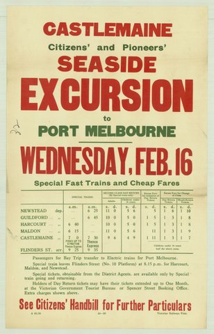 Castlemaine citizens' and pioneers' seaside excursion to Port Melbourne - Wednesday Feb. 16, 1935–42