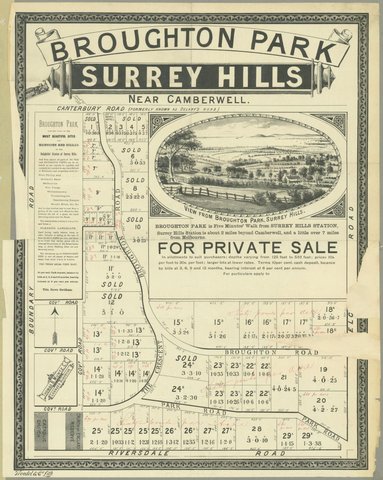 Broughton Park, Surrey Hills [Sale notice], 1880–90