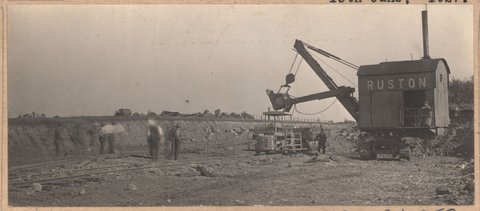 Albion to Broadmeadows - earthworks for culvert at Spring Gully, 1927–29