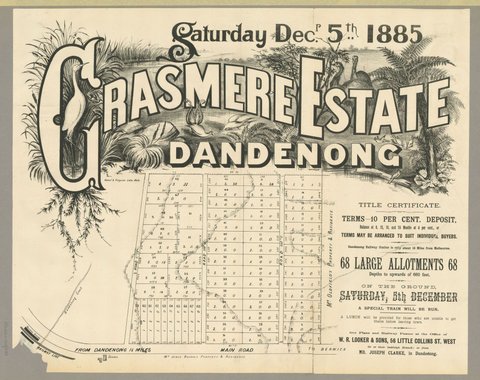 Grasmere Estate Dandenong [Auction notice], 1885