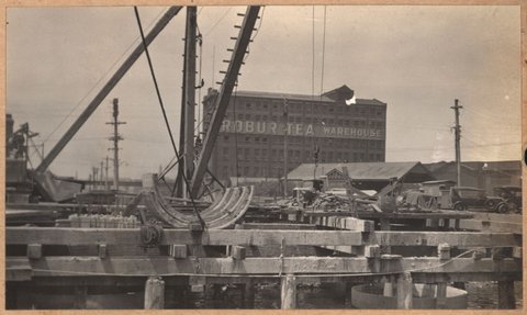 Spencer Street bridge - south abutment, 1928