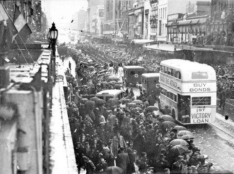 Army procession through Melbourne streets, 1944