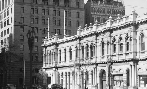Double storey building on corner, Melbourne, 1954