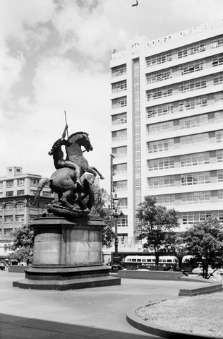 Oddfellows building viewed from forecourt of State Library of Victoria , Melbourne, 1954