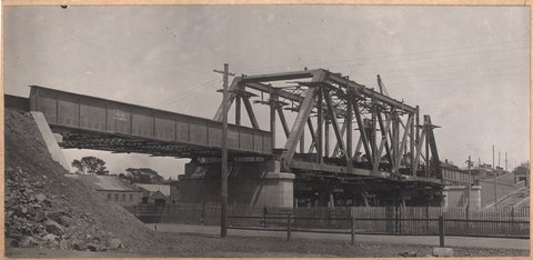 South Kensington to West Footscray. Maribyrnong River bridge general views, 1928