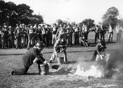 Air Raid Precaution workers at Malvern Cricket Ground, c. 1943