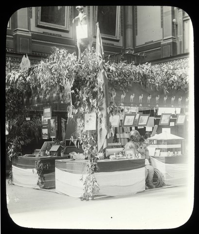 "Stall exhibit at Missions Bazaar?, Melbourne Town Hall", 1915–24