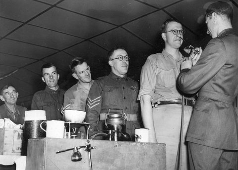 Army personnel being inoculated against influenza at an Army depot near Melbourne, c. 1944
