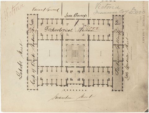 Melbourne Public Library, masterplan reduced copy, 1866