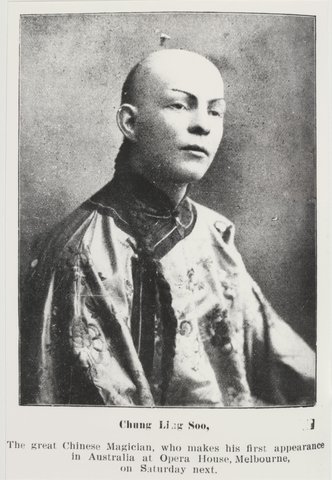 Chung Ling Soo, the great Chinese magician, who makes his first appearance in Australia at Opera House, Melbourne, 1930–93