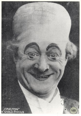 Carlton (Arthur Phelps) in stage make-up, 1930–93