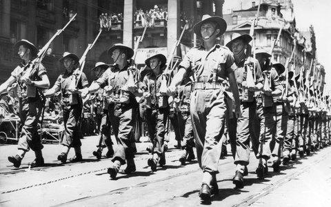 17th Brigade marching through Melbourne, c. 1943