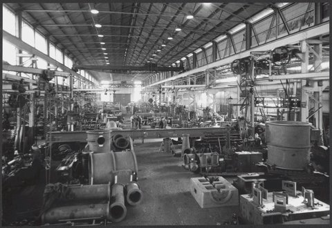 Shift change of staff at Kelly and Lewis, Springvale, Victoria, 1949