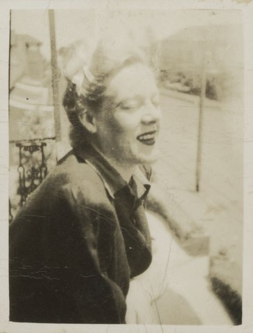 Hester on the balcony, Robe Street, St. Kilda, 1939–45