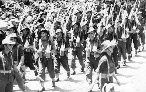 17th Brigade marching through Melbourne, c. 1943