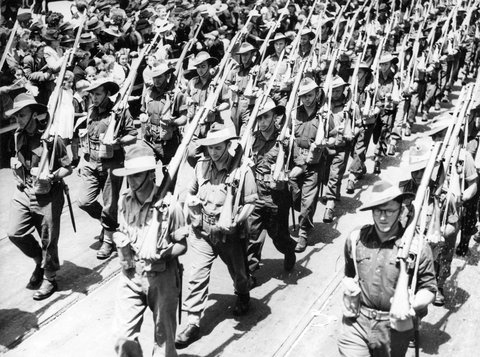 17th Brigade marching through Melbourne, c. 1943