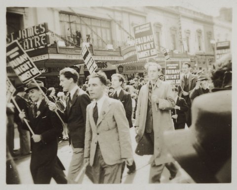 Chick Diamond in May Day march, Melbourne, 1939–45
