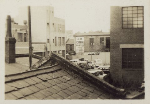 Rooftop view from Tucker's rooms, Melbourne, 1939–45
